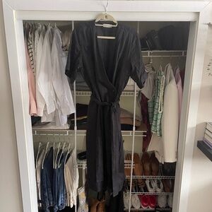 Everlane Black Linen Wrap Dress - XL